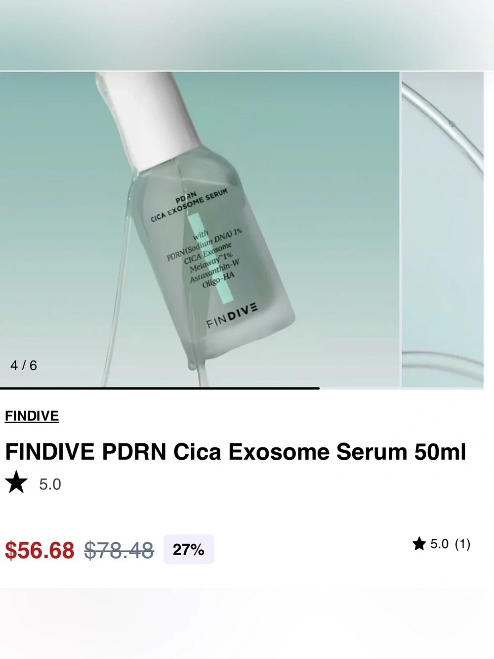 FINDIVE PDRN Cica Exosome Serum - Mint Green Bottle